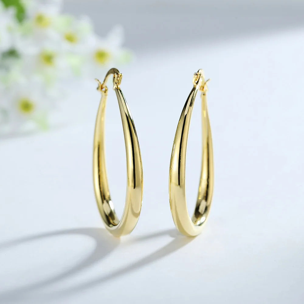 18K Gold Plated Oval Hoop Earrings