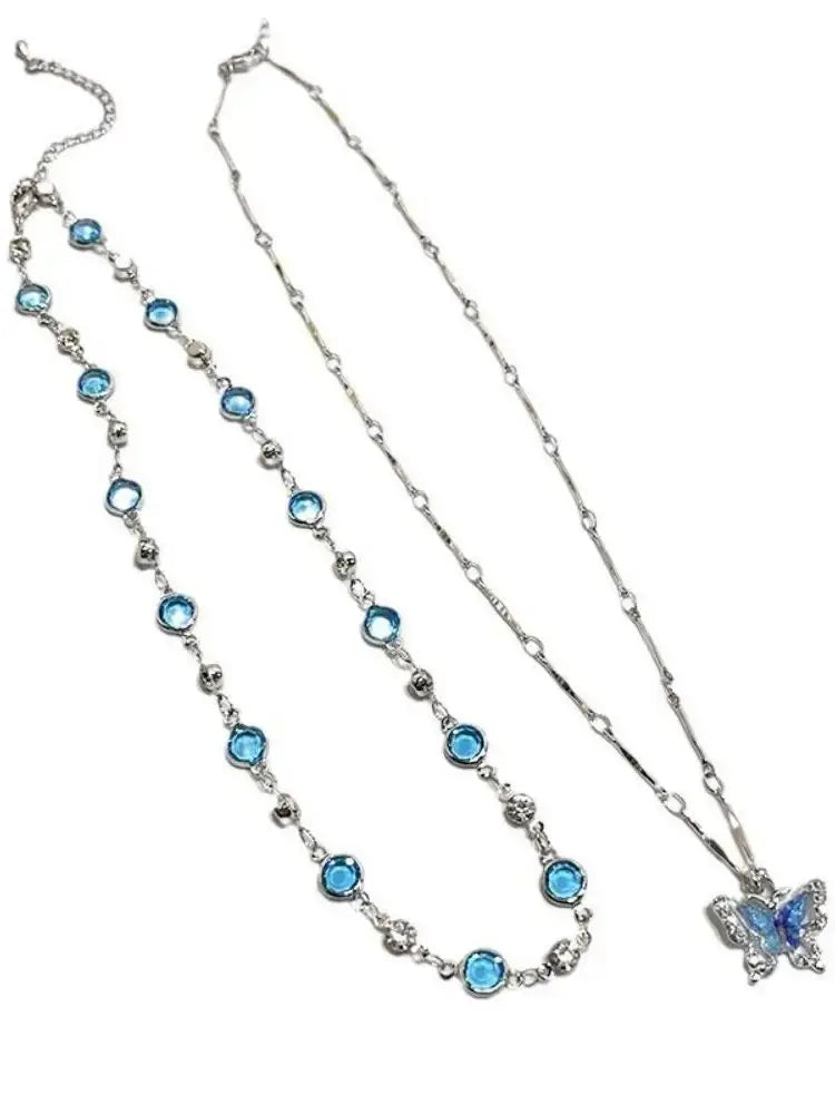 Blue Butterfly Crystal Necklace