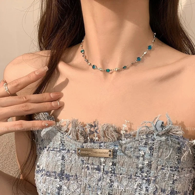 Blue Butterfly Crystal Necklace