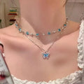 Blue Butterfly Crystal Necklace