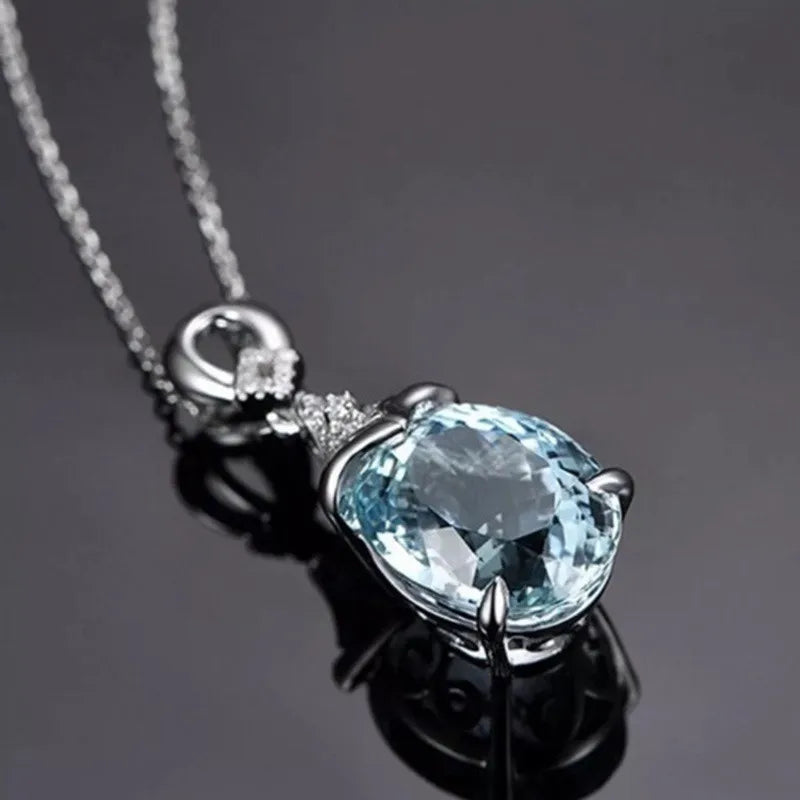 Sky Blue Water Drop Pendant Necklace