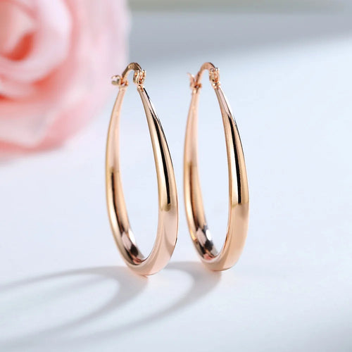 18K Gold Plated Oval Hoop Earrings