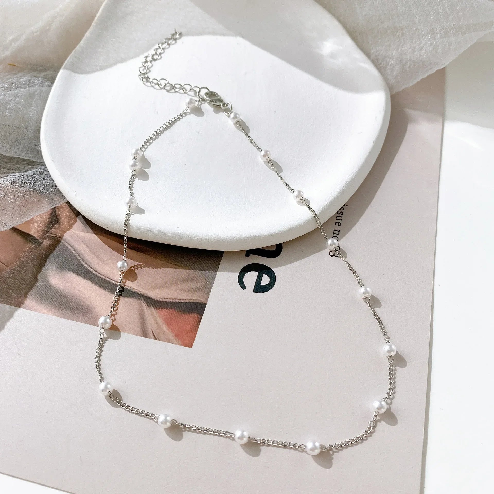Multilayer Pearl Cross & Heart Necklace