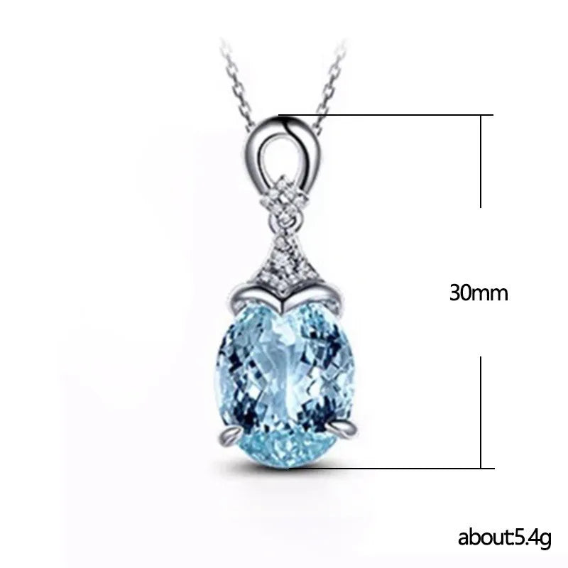 Sky Blue Water Drop Pendant Necklace