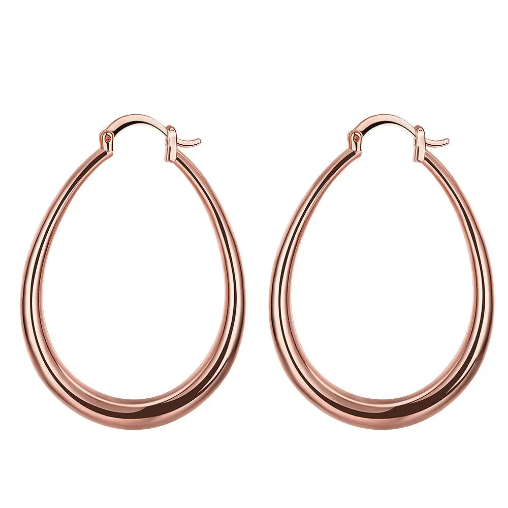 18K Gold Plated Oval Hoop Earrings
